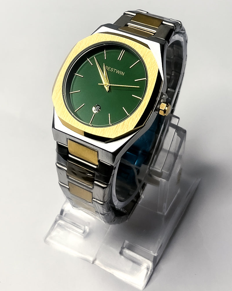 Bestwin GREEN Dual-Tone With Date STAINLESS Watch