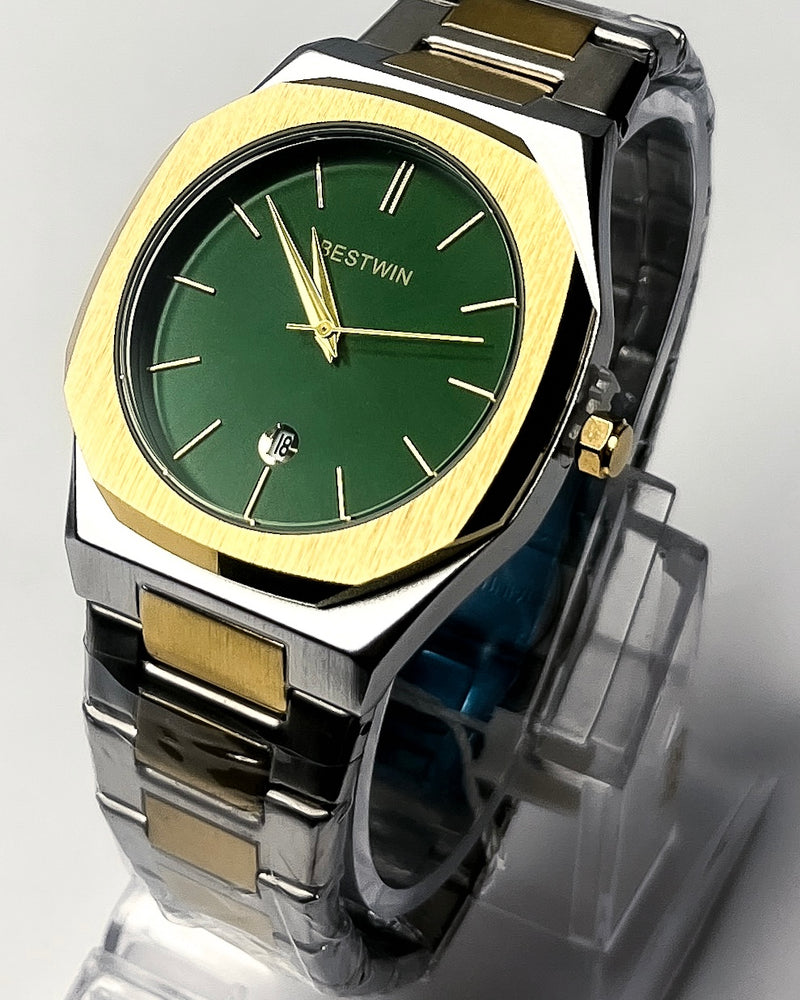 Bestwin GREEN Dual-Tone With Date STAINLESS Watch